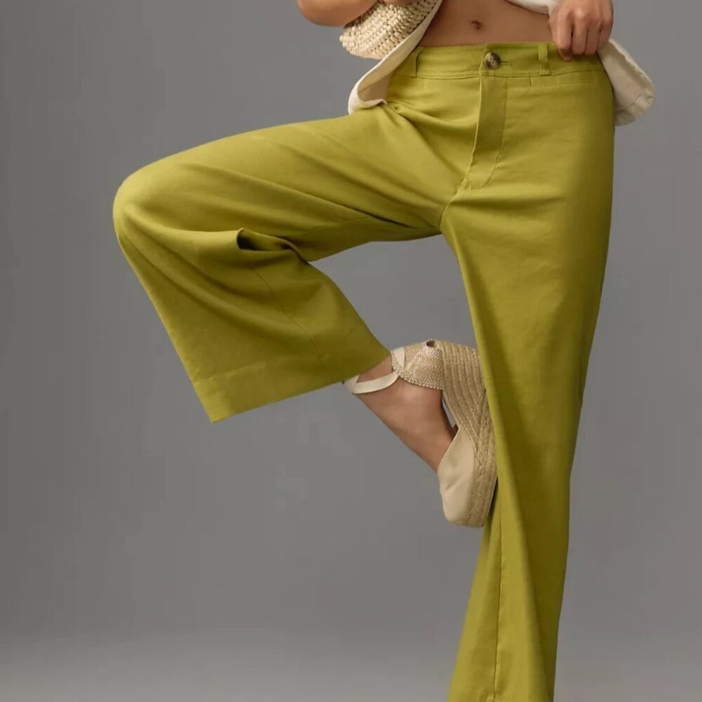 Anthropologie The Ettie High-Rise Crop Wide-Leg Pants by Maeve: Linen Edition 30